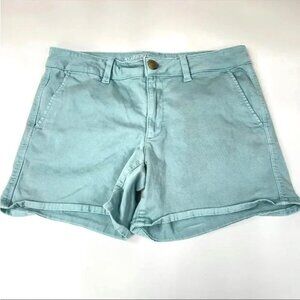 American Eagle Womens MIDI Short Shorts Size 2 Twill Super Stretch Blue